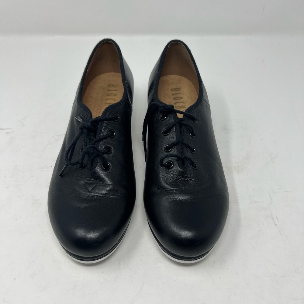 Bloch Ladies Jazz Techotap #2H Black Genuine Leather Lace Up Dance Shoes US 9